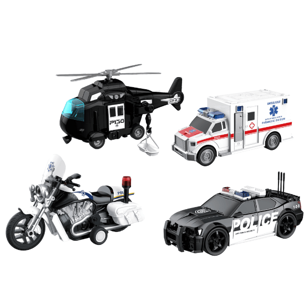 1:20 Set vehicule de poliție cu fricțiune (lumini /sunete)