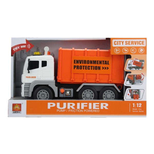 1:12 Camion pentru reciclare gunoi cu fricțiune (lumini /sunete)