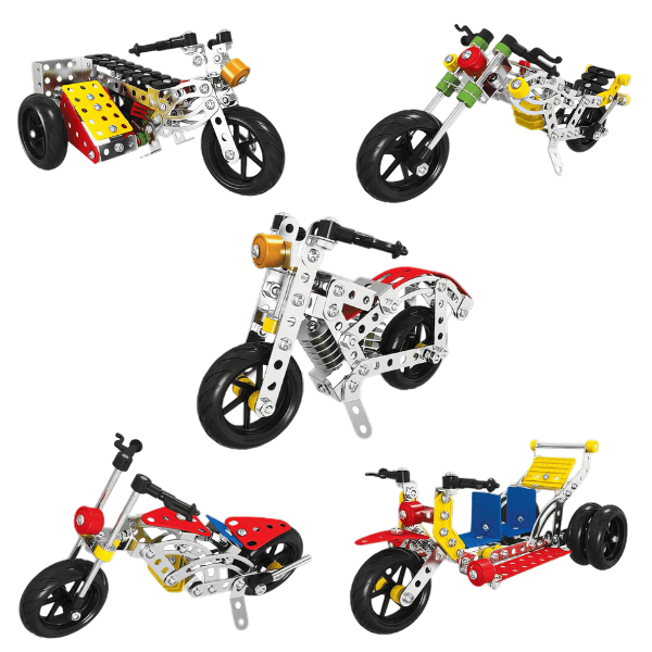 Set de construcție metalic 5 în 1 „Motociclete”, 283 elem.