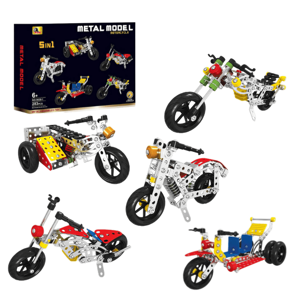 Set de construcție metalic 5 în 1 „Motociclete”, 283 elem.