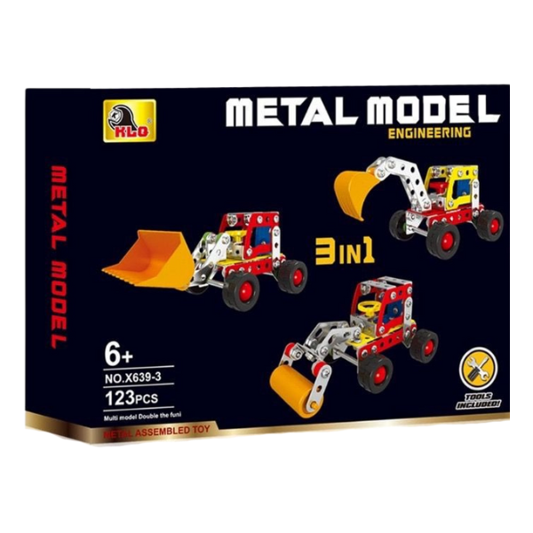 Set de construcție metalic 3 în 1 „Șantier”, 123 elem.