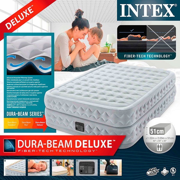 Saltea VELUR 152x203x51cm cu pompa incorporata, DELUXE