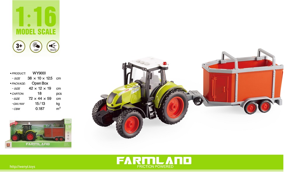 1:16 Tractor cu fricțiune “Trailered Farm Tractor” (lumina / sunet)
