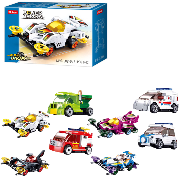 Set de construcție ”Mașină sport”, cu inerție 8 modele, de la 54 pînă la 61 elem.