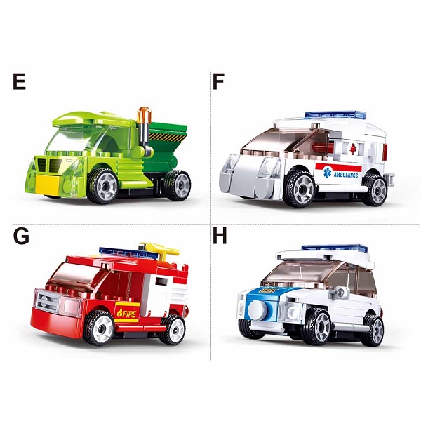 Set de construcție ”Mașină sport”, cu inerție 8 modele, de la 54 pînă la 61 elem.