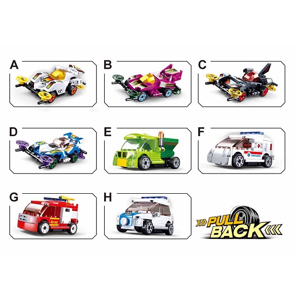 Set de construcție ”Mașină sport”, cu inerție 8 modele, de la 54 pînă la 61 elem.