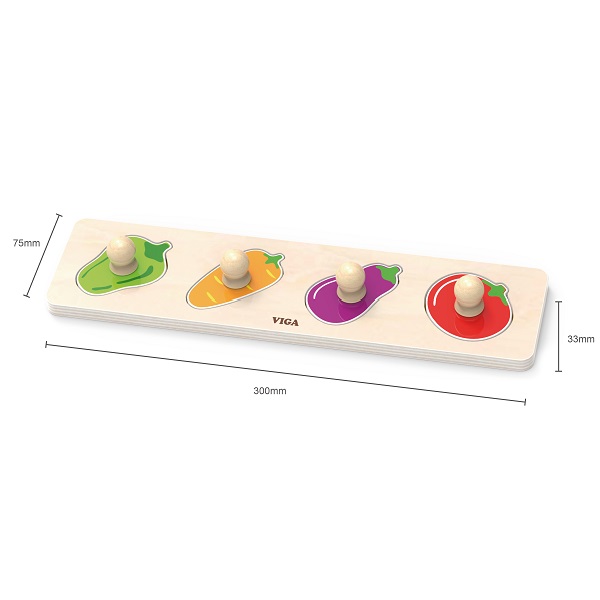 Puzzle din lemn cu buton „Legume”