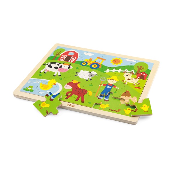 Puzzle din lemn “Ferma” 24 elem.