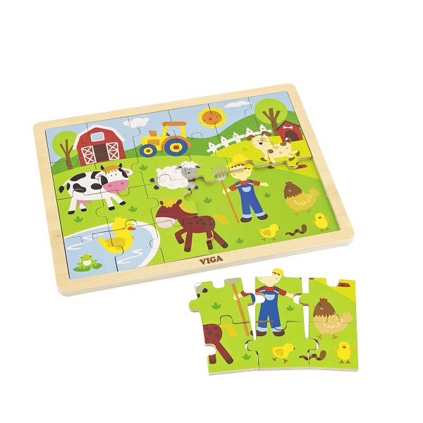 Puzzle din lemn “Ferma” 24 elem.