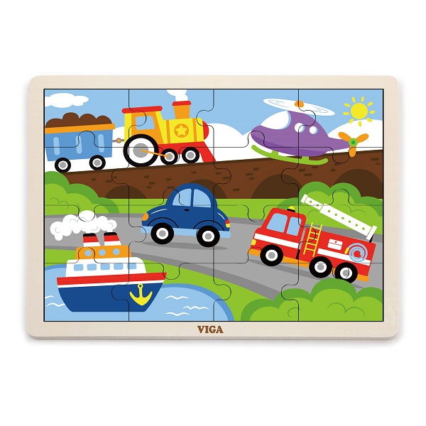 Puzzle din lemn "Autoturisme" 16 elem.
