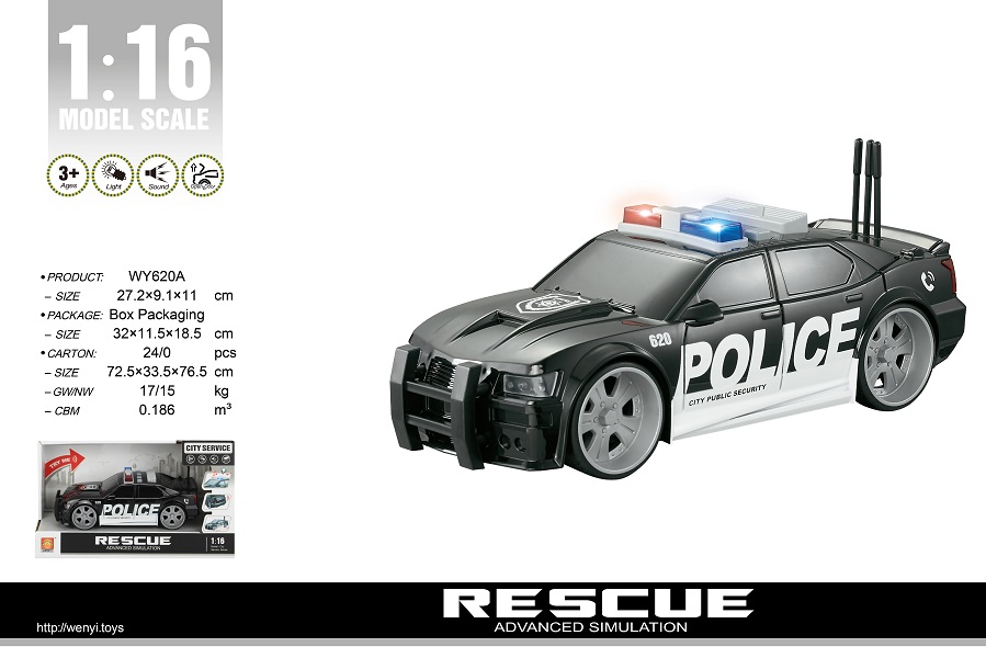 1:16 Mașină de poliție cu fricțiune (lumini /sunete)
