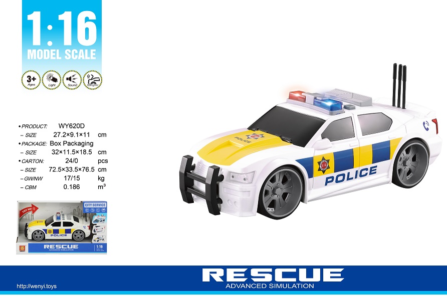 1:16 Mașină de poliție cu fricțiune (lumini /sunete)