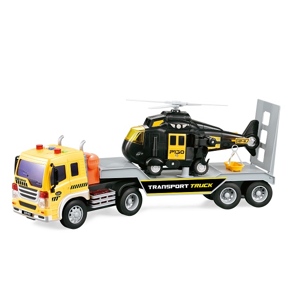 1:16 Camion transportator cu fricțiune cu elicopter (lumini /sunete)