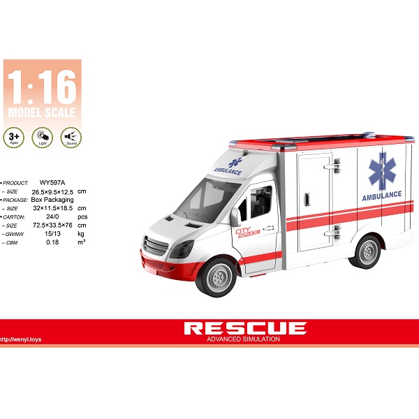 1:16 Ambulanță cu fricțiune (lumini /sunete)