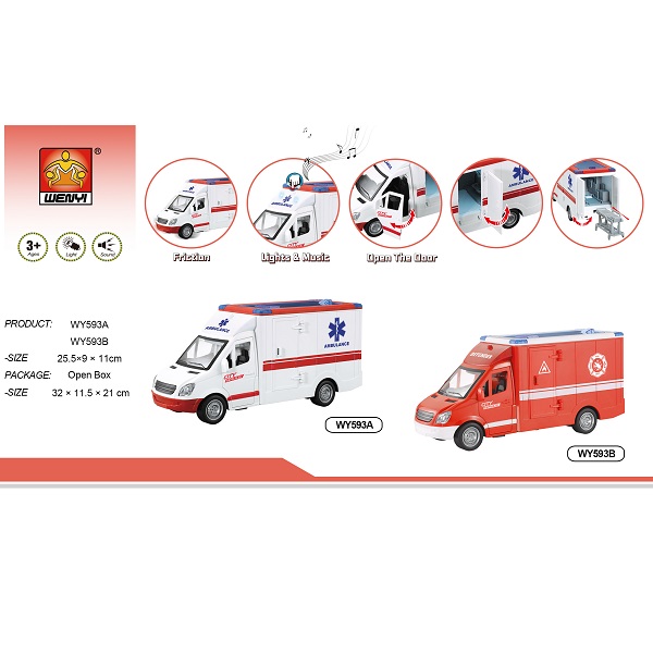 1:16 Ambulanță cu fricțiune (lumini /sunete)