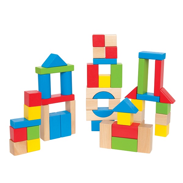 Set de construcție din lemn “Cuburi si blocuri”, 50 el.