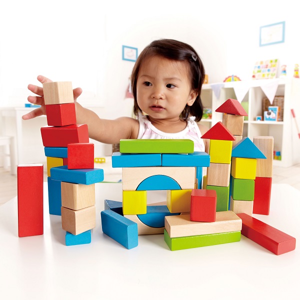 Set de construcție din lemn “Cuburi si blocuri”, 50 el.