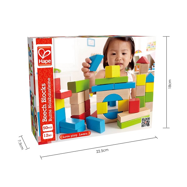 Set de construcție din lemn “Cuburi si blocuri”, 50 el.