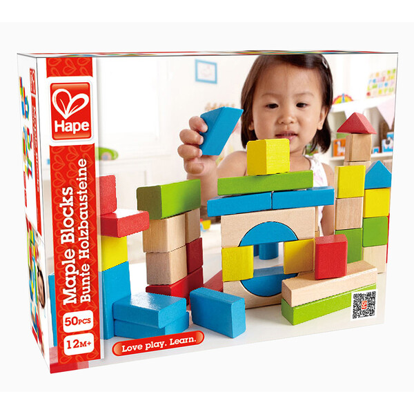Set de construcție din lemn “Cuburi si blocuri”, 50 el.