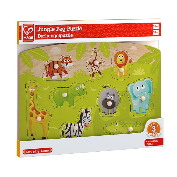 Puzzle din lemn cu buton „Jungla”