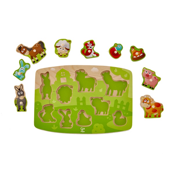 Puzzle din lemn cu buton „Ferma”