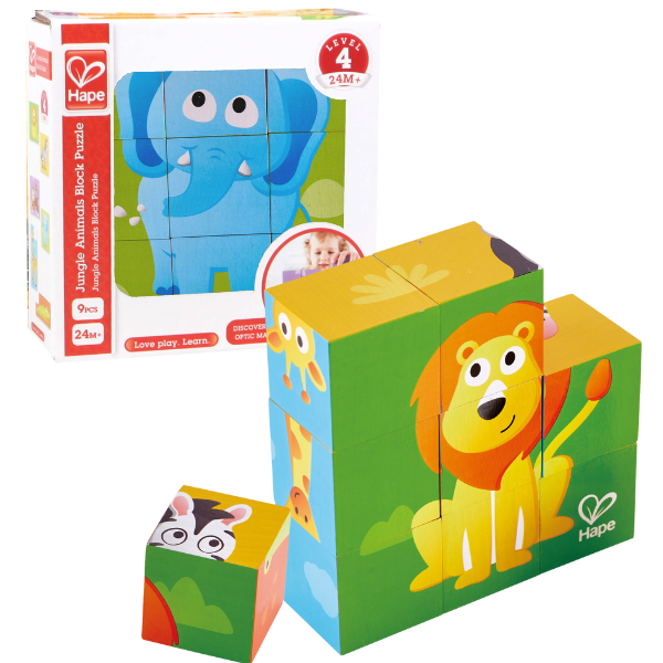 Set cuburi din lemn “Jungla”, 9 buc.