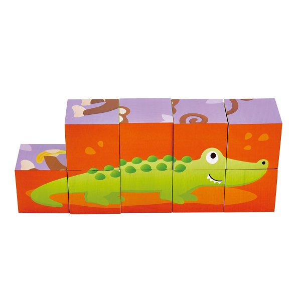 Set cuburi din lemn “Jungla”, 9 buc.