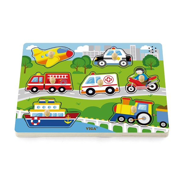 Puzzle tactil Mijloace de transport (cu sunet)