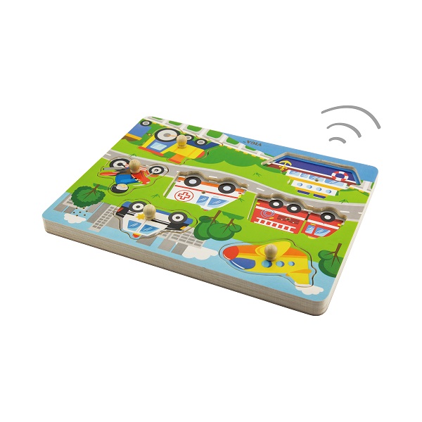 Puzzle tactil Mijloace de transport (cu sunet)