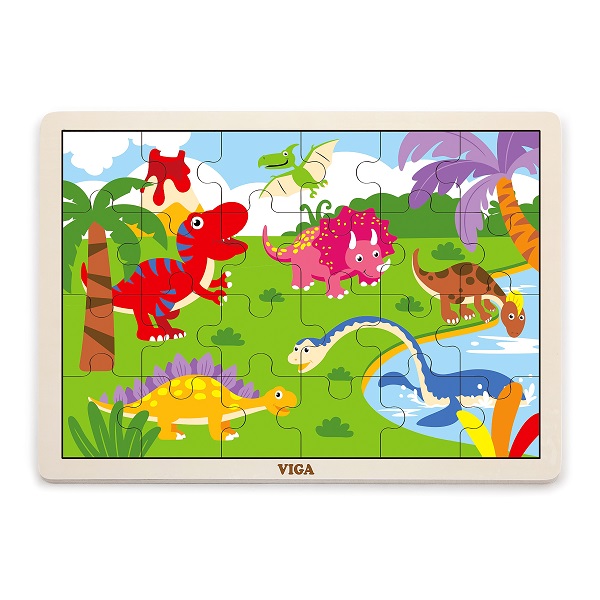 Puzzle din lemn „Dinozauri” 24 elem.