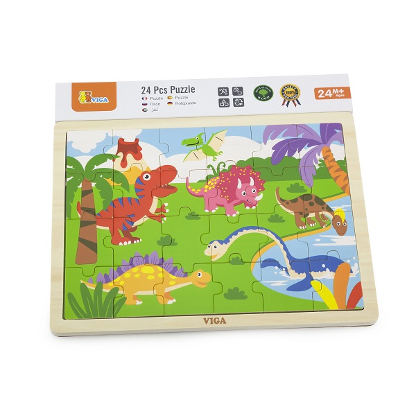 Puzzle din lemn „Dinozauri” 24 elem.