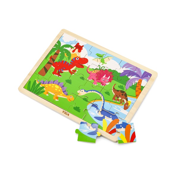 Puzzle din lemn „Dinozauri” 24 elem.