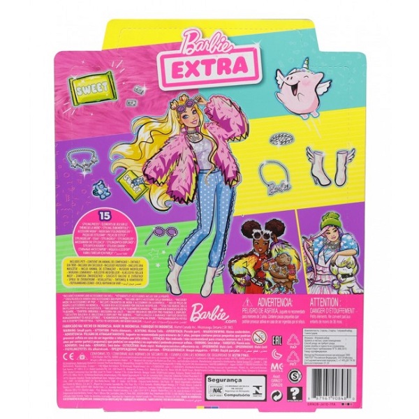 Set Barbie “Extra” într-o blăniță roz