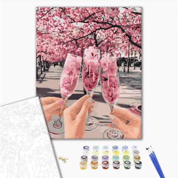 Pictură pe numere 40*50 cm (în cutie) – Primăvara în pahare