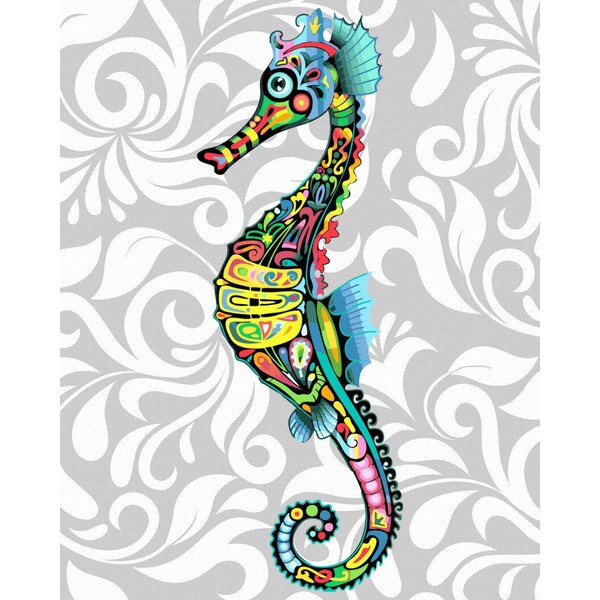 Pictură pe numere 40х50 cm (în cutie) – Caluț de mare în ornament