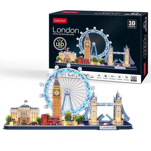 3D Puzzle „Londra” cu iluminare LED, 186 elem..