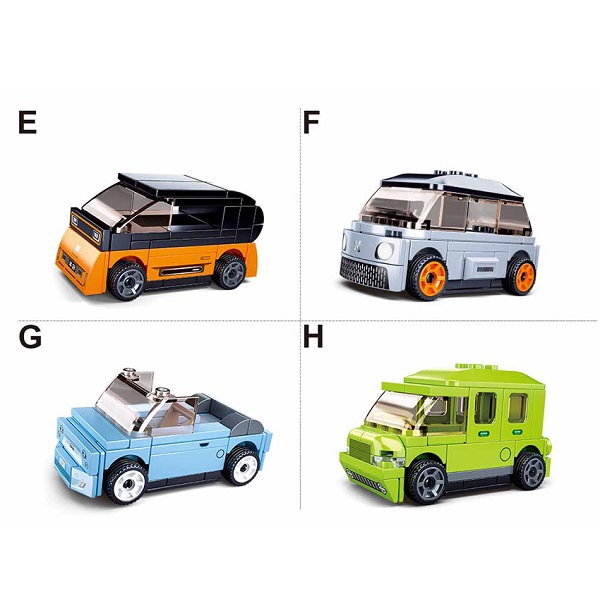 Set de construcție ”Mașini electrice”, cu inerție 8 modele, de la 53 pînă la 61 elem.