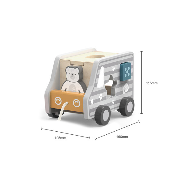 Jucarie-sorter de tras, cu șiret „Camion cu cifre și forme”