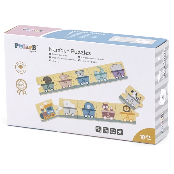 Puzzle din lemn „Numere și animale”