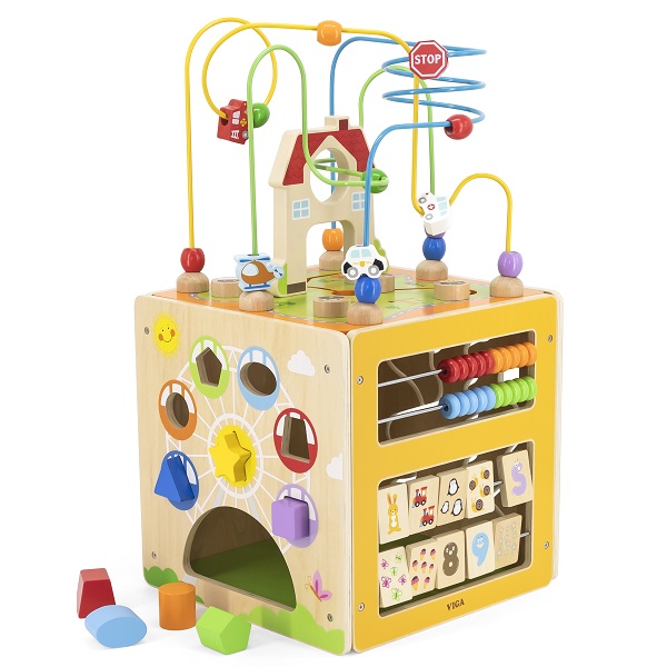 Cub Montessori din lemn 5 în 1