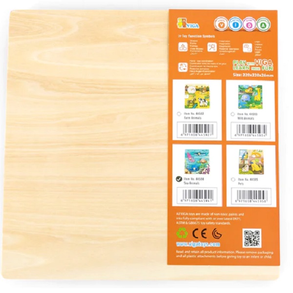 Puzzle din lemn cu buton „Animale acvatice”