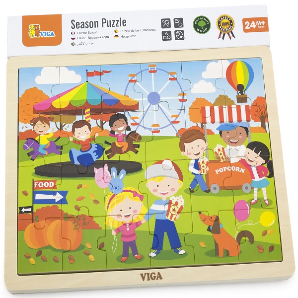 Купить  Деревянные игрушки / Montessori - Деревянный пазл “Времена года: осень” 24 эл...