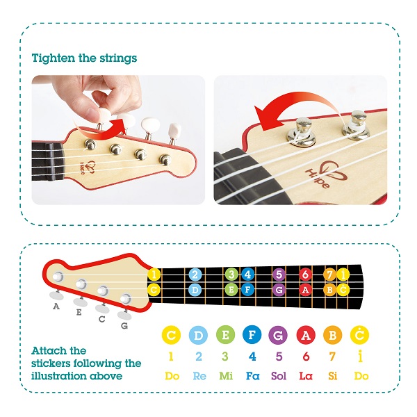 Chitara Ukulele cu lumini, Roșie