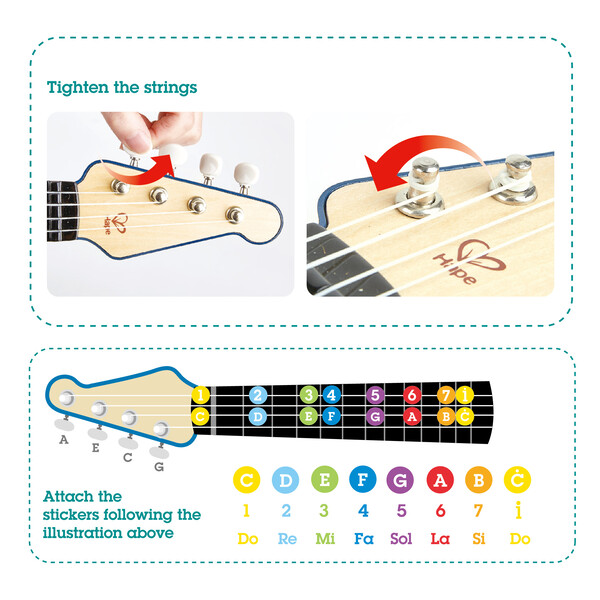 Chitara Ukulele cu lumini, Albastră