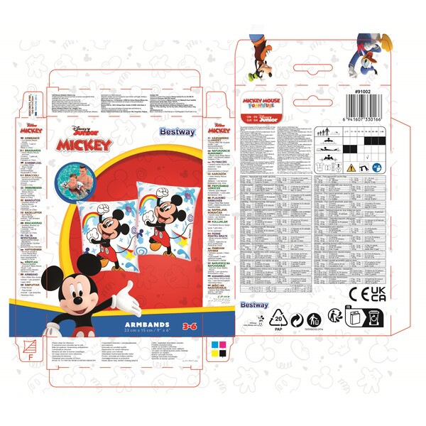 Bestway Aripioare de înot gonflabile “Mickey și prietenii” 23×15 cm, 3-6 ani