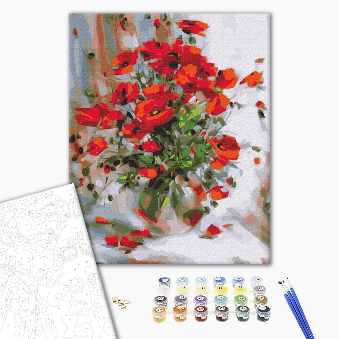 Pictură pe numere 40*50 cm (în cutie)– Macii în pictură de ulei