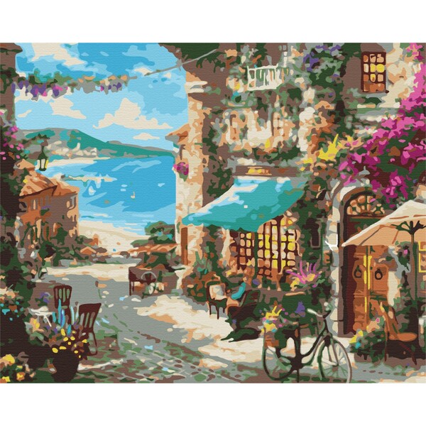 Pictură pe numere 40*50 cm (în cutie) – Strada orașului de pe litoral
