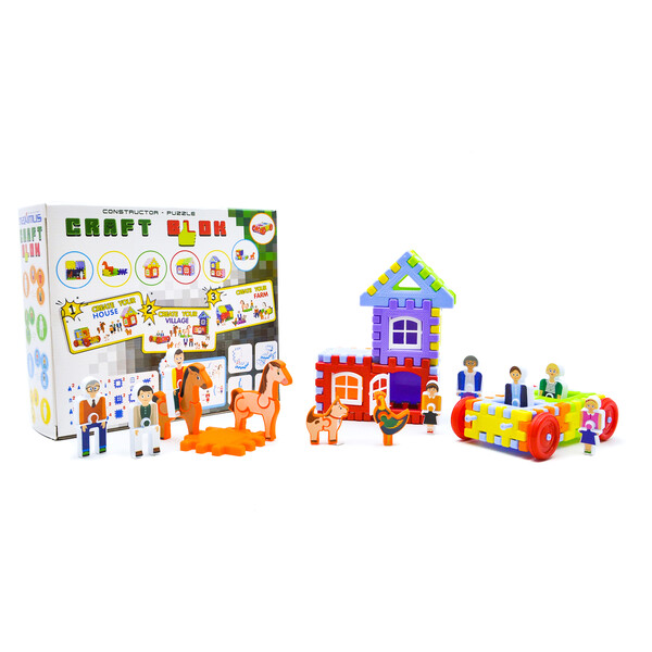 Constructor cu blocuri-kraft și autocolante 77 elem.