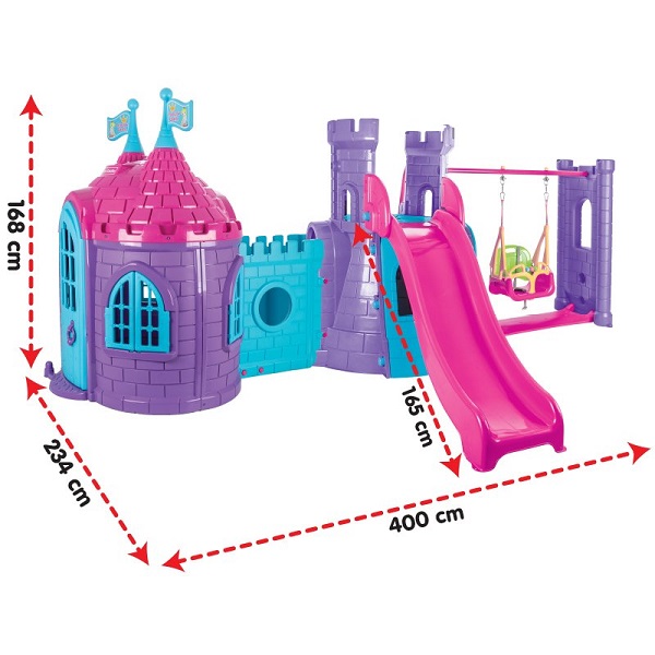 Castel cu tobogan și leagăne (disponibil în 2 culori)