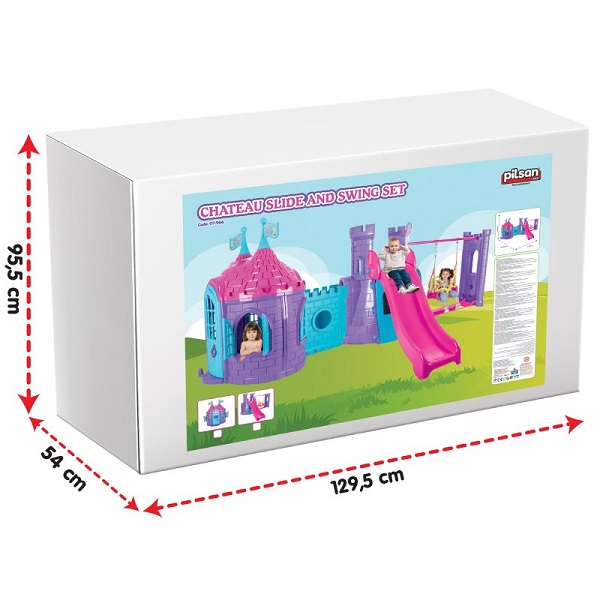 Castel cu tobogan și leagăne (disponibil în 2 culori)